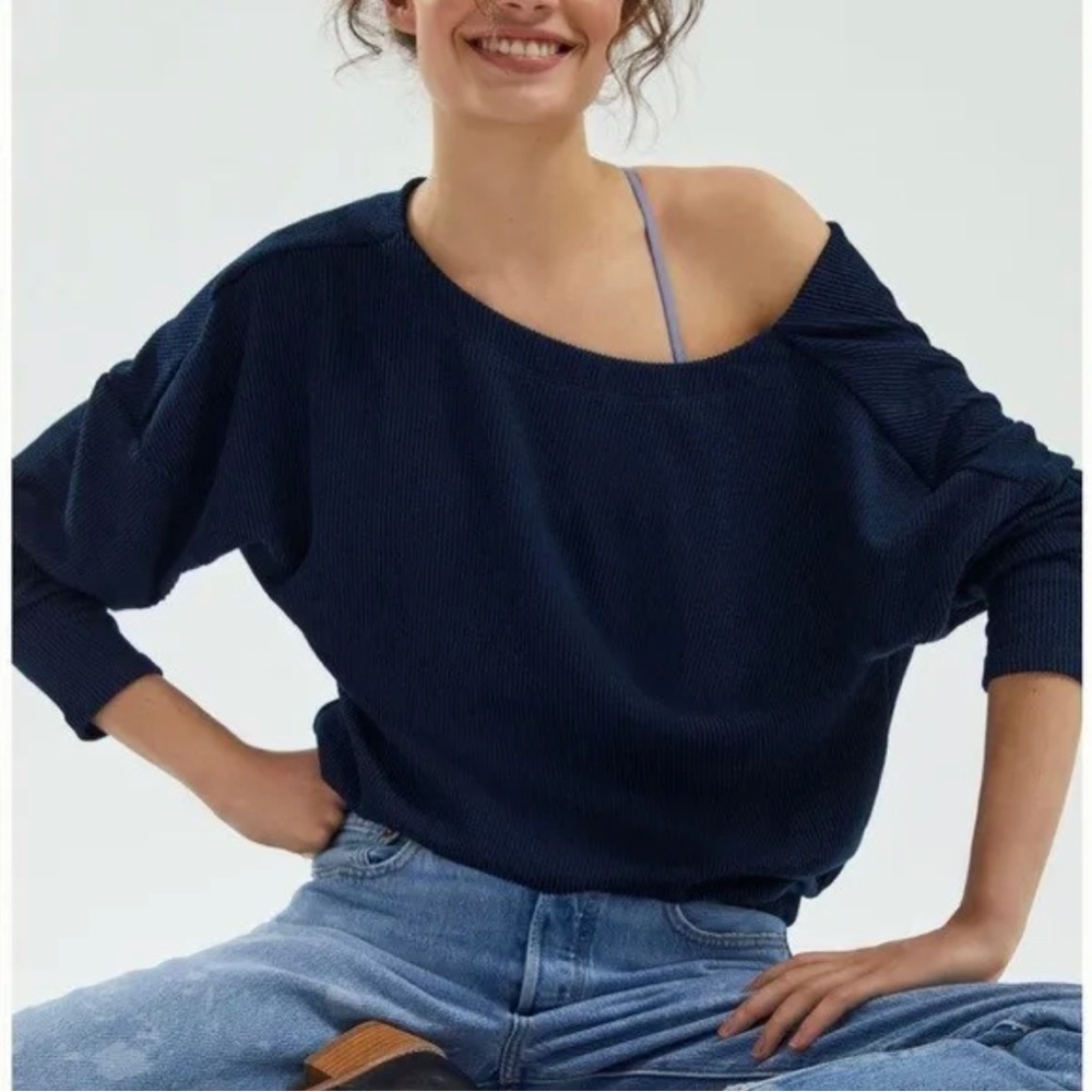 Maeve By Anthro Kasi Ribbed Draped Back Top View 2